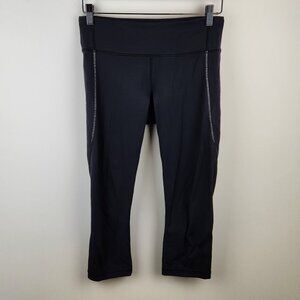 Lululemon Black Capri Leggings Reflective Pockets sz 6